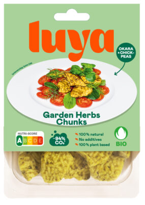 Luya Garden Herbs Chunks in der 400 gramm Verpackung auf weißem Hintergrund. Garden Herbs Chunk sind die leichte Zutat für Sommergerichte.